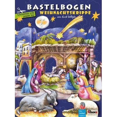 Weihnachtskrippe basteln Bastelbogen Ausschneidebogen Papierkrippe