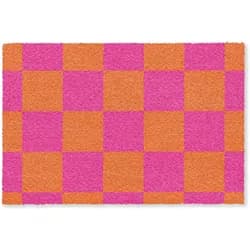 FUSSMATTE Schachbrettmuster - Orange - Rosa - Blöcke Schmutzfangmatte 180x120 cm