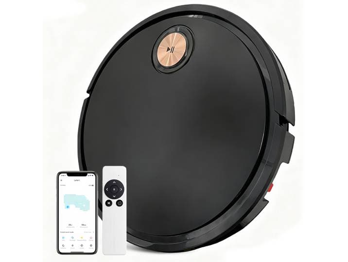 Robot aspirateur et serpillière combinés, aspirateur robot 2 en 1 avec application/télécommande, forte aspiration, fin, idéal pour les sols durs, les poils d'animaux