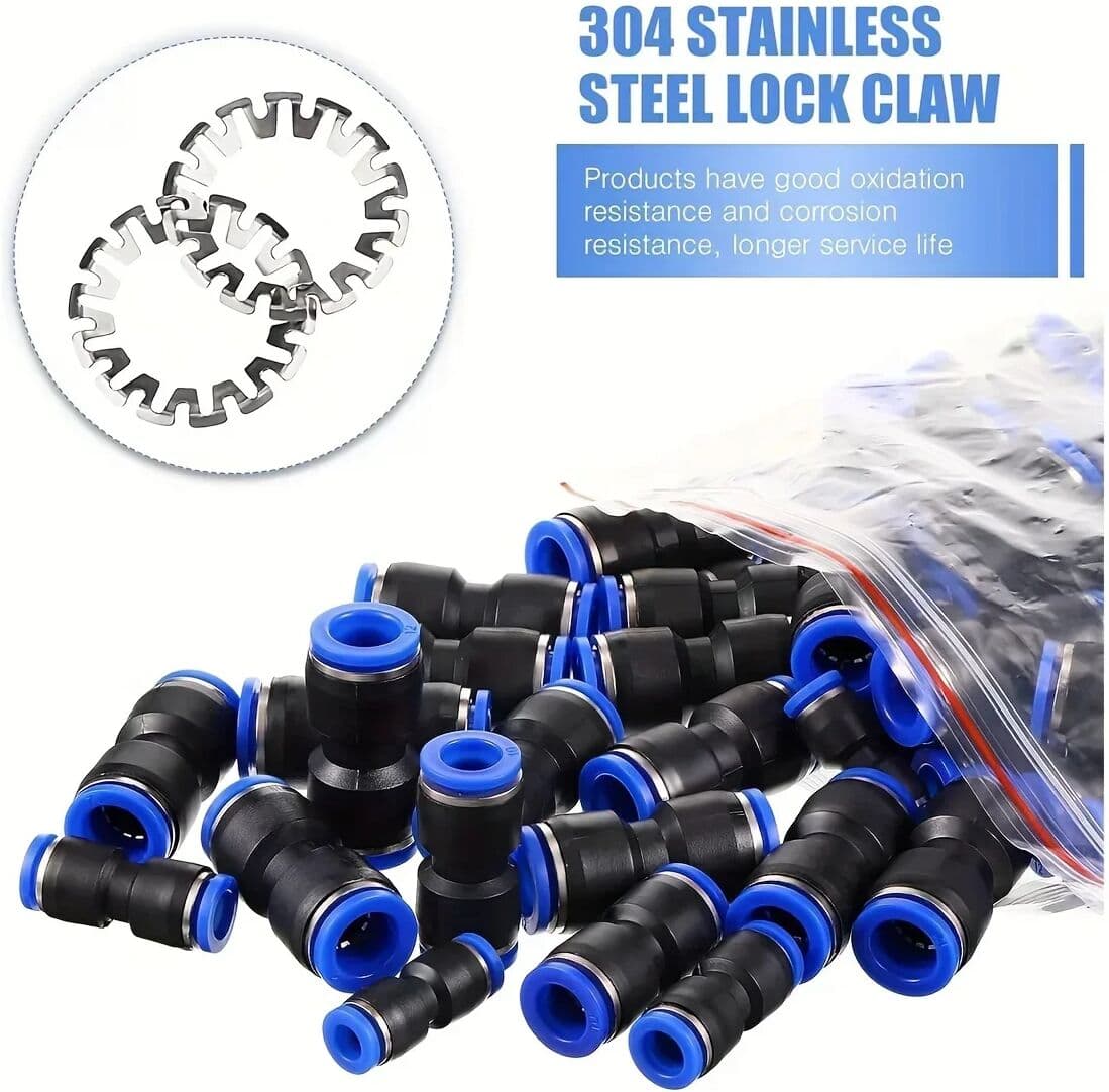 NONE 100pcs/ OD 8mm Lot PU Pneumatic Fittings Fitting Plastic Type 2-way For 8mm Tube Quick Connector Slip Lock