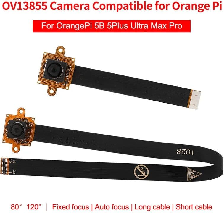 Caturda OV13855 Camera Compatible for Orange Pi 5 Plus MIPI Interface 80° 120° Fixed Auto Focus Short Long Cable for OPi RK3588 Board