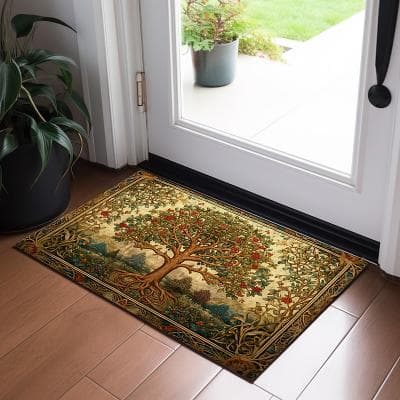 LightInthebox Tree of Life Painting Doormat Floor Mats Washable Rugs Kitchen Mat Non-Slip Oil Proof Rug Indoor Outdoor Mat Bedroom Decor Bathroom Mat Entrance Rug
