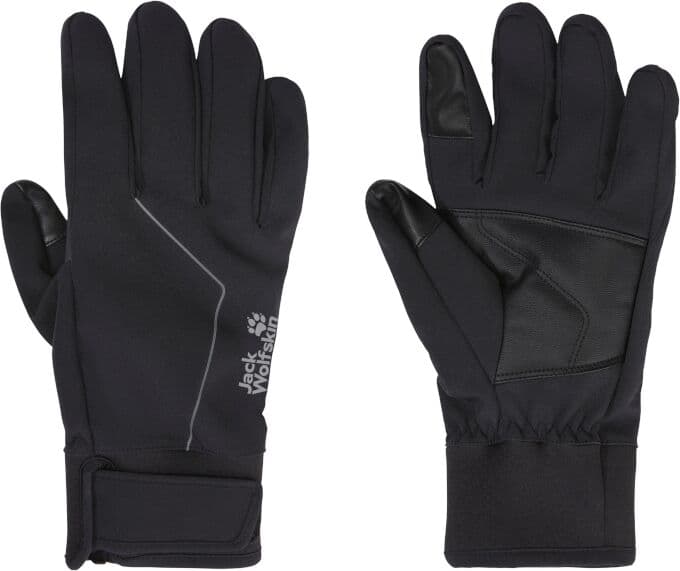 Multisporthandschuhe JACK WOLFSKIN "REFL WINTER GLOVE", Gr. L (23,5/25,5), schwarz, Kunstfaser, Handschuhe Multisporthandschuhe schwarz L (23,5/25,5)