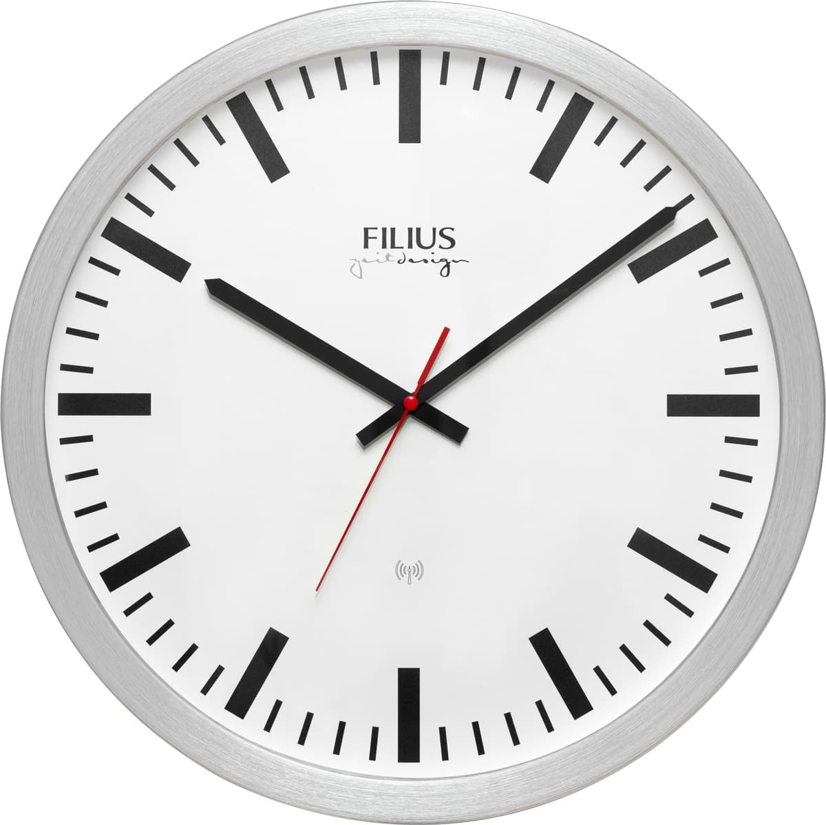 Funkwanduhr FILIUS ZEITDESIGN, silber (silberfarben), Wanduhren, Ø 40cm, Funkwanduhr, Aluminium, Wohnzimmer,Esszimmer,Küche,Arbeitszimmer,Flur,Gästezimmer