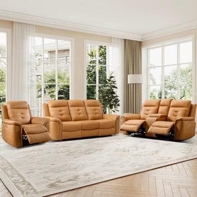 EBELLO Recliner Loveseat and 3-Seat Sofa Set Power Reclining with USB for Living Room Home Theater