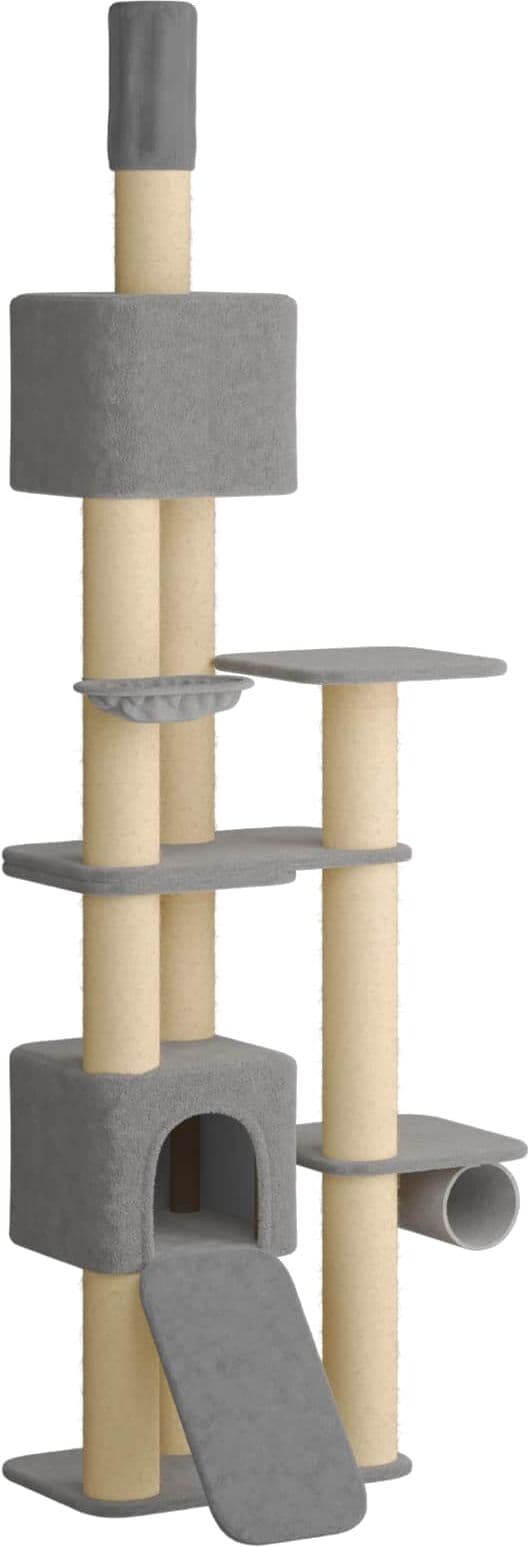 vidaXL Arbre à chat du sol au plafond avec poteau en sisal Gris clair