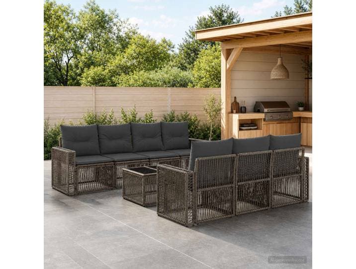 vidaXL Gartensofa-set 8 stk. Grau 55 x 55 x 37 cm Poly-Rattan