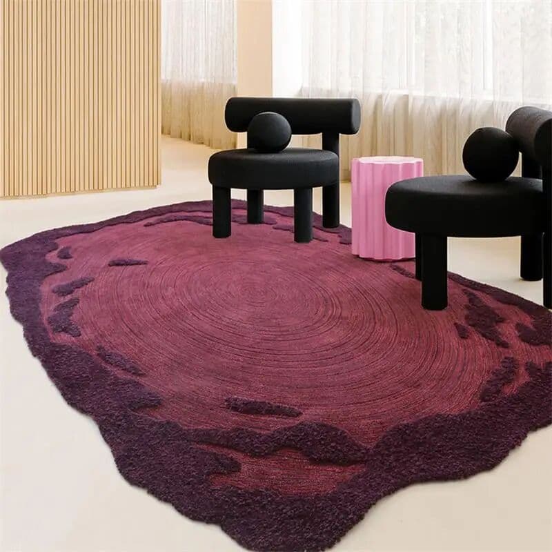 LTSCILOVCH Retro Wine Red Carpet For Living Room Irregular Wool Polyester Bedroom Rug Home Decor Sofa Table Floor Mat Handmade Area Rug