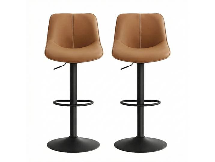 Lot De 2 Tabourets De Bar\, Réglables En Hauteur\, Pivotants\, Pu\, Marron