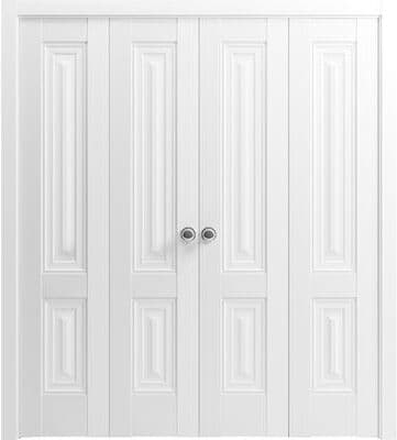 SartoDoors Lucia 8831   Closet Door Bi-fold Door   Solid Wood   Hardware Set   18x80, White Silk Bedroom Door Bathroom Door