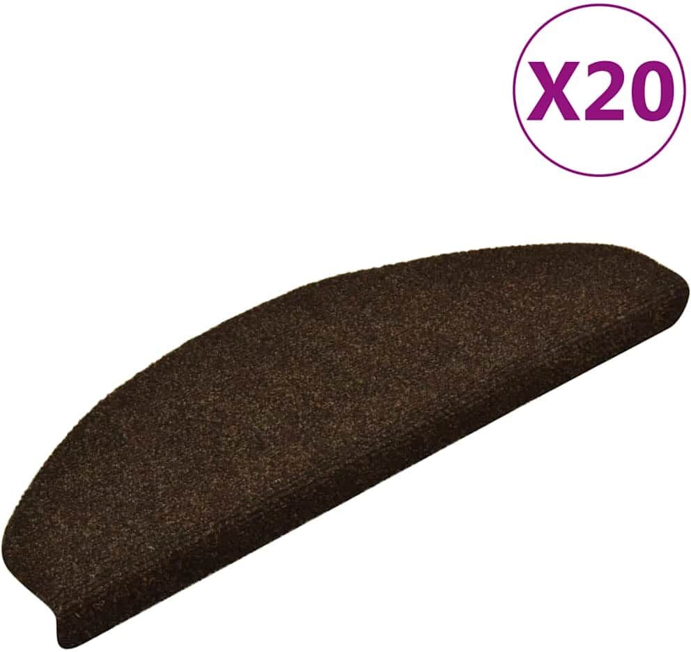 vidaXL Tapis d'escalier auto-adhésifs 20 pièces 65x21x4 cm Marron