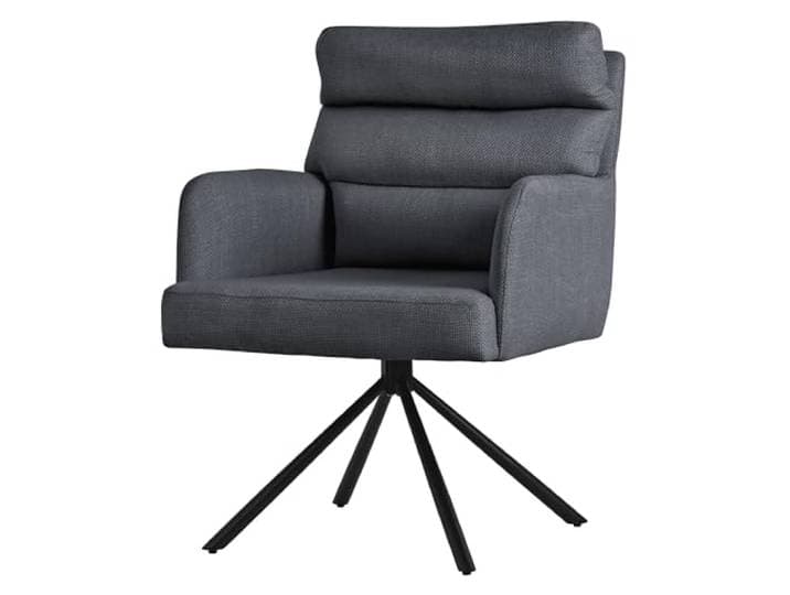 ML-Design eetkamerstoel draaibaar antraciet, woonkamerstoel met armleuning & rugleuning, draaistoel autostoel, gestoffeerde stoel met polyester bekleding & afneembaar rugkussen metalen poten