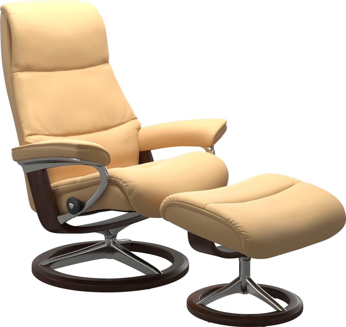 Fußhocker STRESSLESS "View", gelb, B:57cm H:43cm T:47cm, Hocker, Fußhocker, mit Signature Base,Gestell Braun