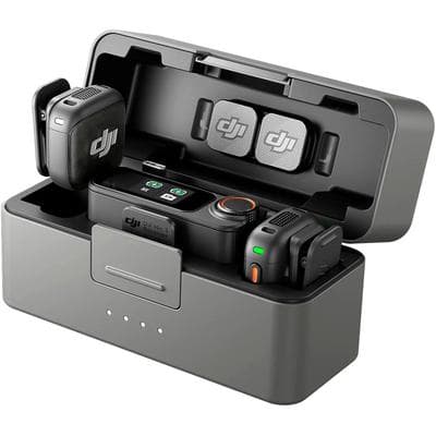 DJI Mikrofon "Mic 3 (2 Sender + 1 Empfänger + Ladeschale)", schwarz, B:2,83cm H:1,63cm L:2,88cm, Mikrofone