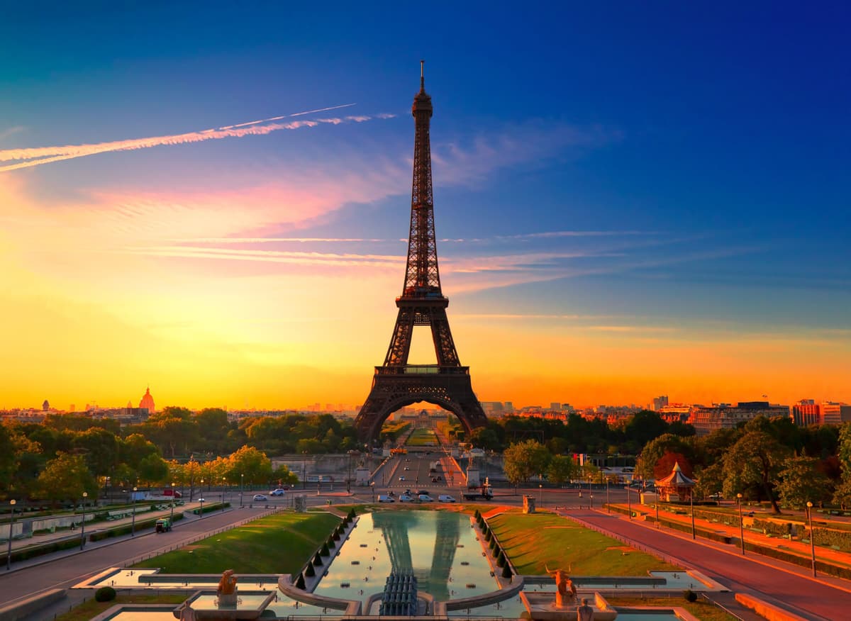 Fototapete PAPERMOON "Paris Eiffel Tower", bunt, B:3,5m L:2,6m, Vlies, Tapeten, Fototapete bunt B/L: 3,5m x 2,6m, Bahnen: 7 Stk.