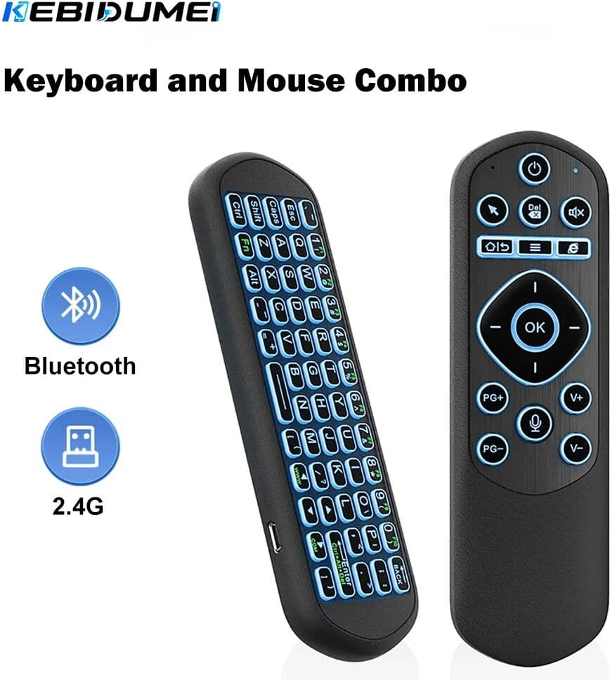 KEBIDUMEI 2.4G Wireless Air Mouse 7 Color Backlit Bluetooth Keyboard and Mouse Combo Mini Keyboard for Android TV Box Laptop