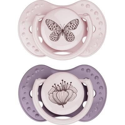 Difrax Fopspeen Dynamic Botanic Pink - Purple 18m+ 2 St Schnuller