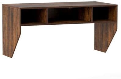 Costway Wall-Mounted Computer Desk Floating Laptop Desk with 3 Storage Compartments-Rustic Brown