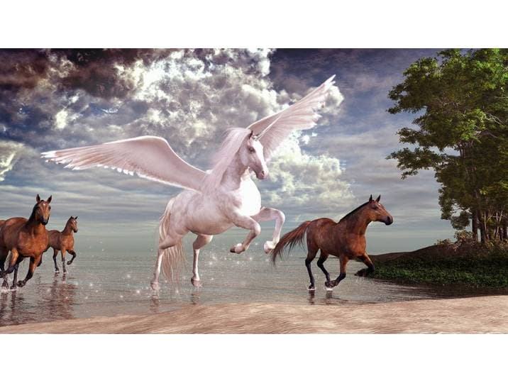 Fototapete PAPERMOON Pegasus und Pferde , bunt, B:2,5m L:1,86m, Vlies, Tapeten, Fototapete