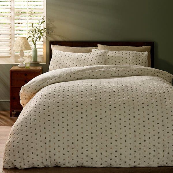 Catherine Lansfield Cosy Spot Duvet Cover Set Cream