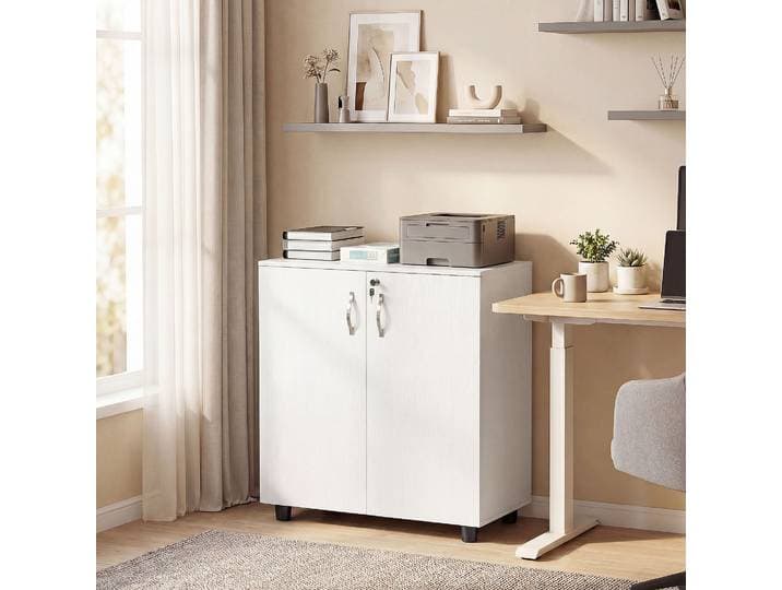 Vinsetto Armoire Bureau Bois Blanc avec Serrure 80x40x80cm