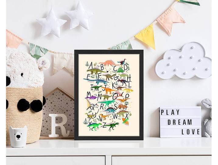 Tableau déco Dinosaur Alphabet 33 x 43cm Multicolore