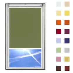Dachfensterrollo guenstig nach Maß, Stoff Polyester, Farbe dunkelgruen, mit Kassette oder als Springrollo, weitere 120 Farben im Shop