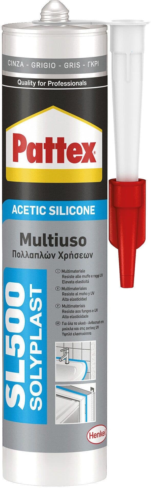 Pattex SILICONE ACETICO  UNIVERSALE GRIGIO 300 ml ALTA QUALITA