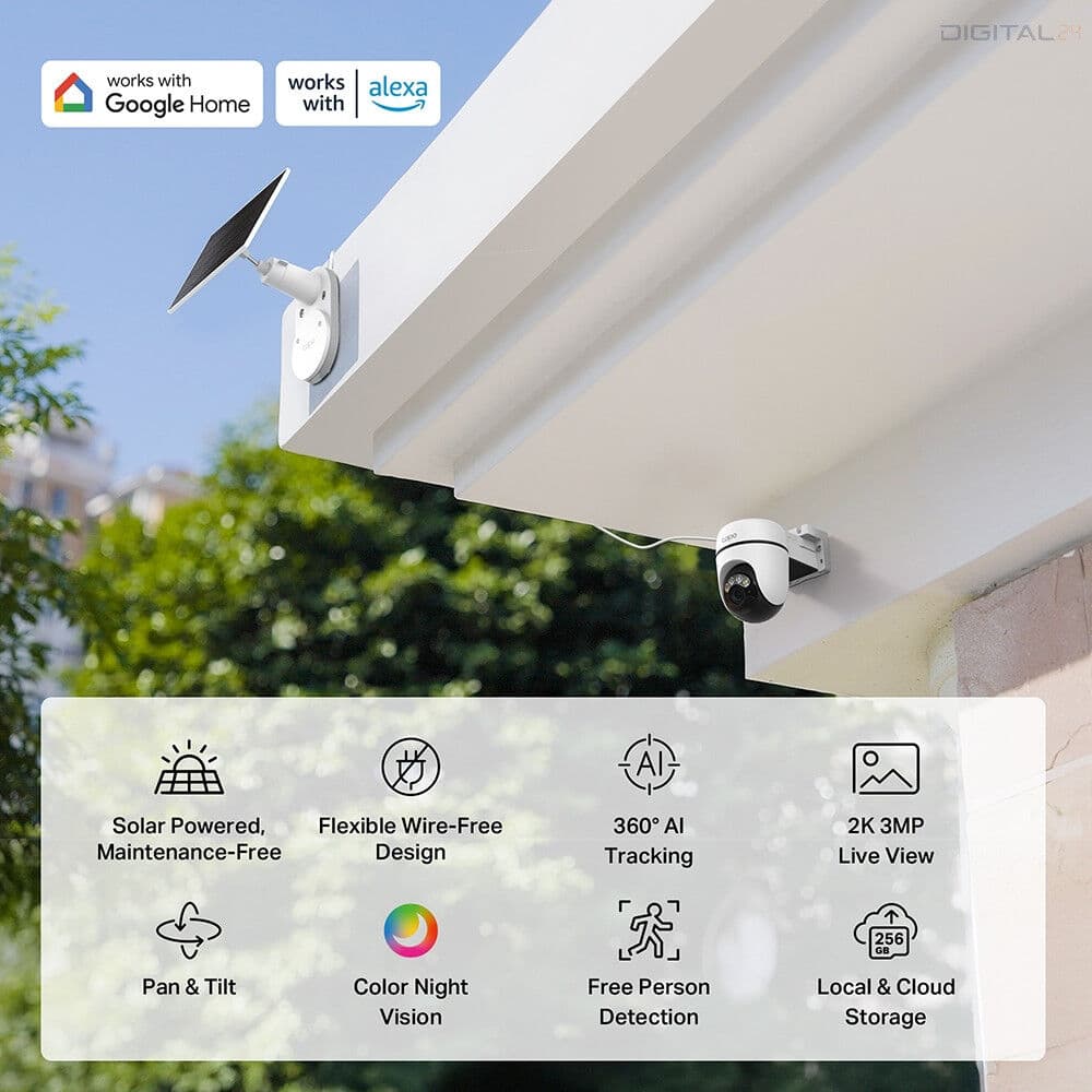 TP-Link TAPO C610 KIT kültéri napelemes Vezeték nélküli 2K 3MP 2× 850 nm IR LED kamera szett
