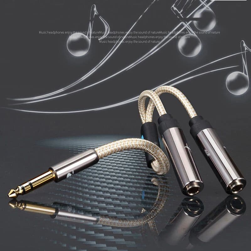 GOLLE YLION Hifi 1/4 Inch TRS Splitter Cable 25cm Stereo 6.35mm Male to Dual Stereo 6.35mm Female Plug for Mixer Console AMP