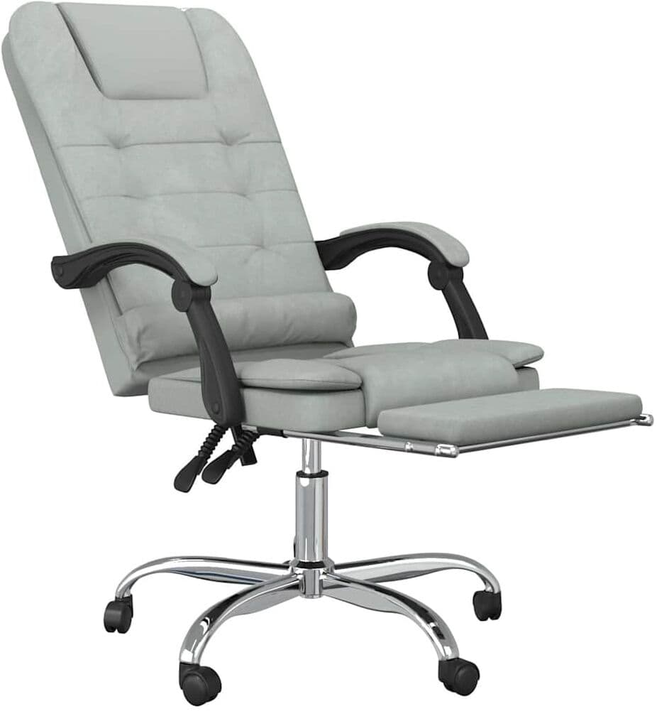 vidaXL Fauteuil de massage inclinable de bureau Gris clair Velours