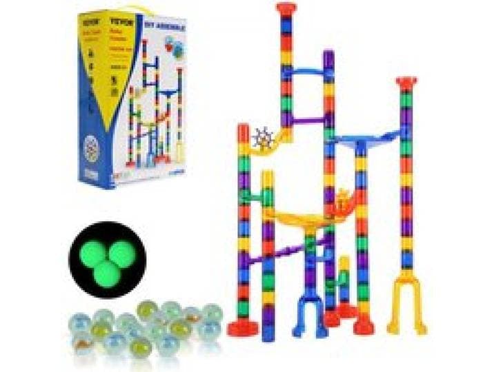VEVOR Marble Run Set, 110-delige knikkerbaan-bouwsteenpuzzel, met 10 glow-in-the-dark knikkers + 20 glazen knikkers, educatief leerzaam racebaan-STEM-speelgoed, voor kinderen vanaf 3 jaar