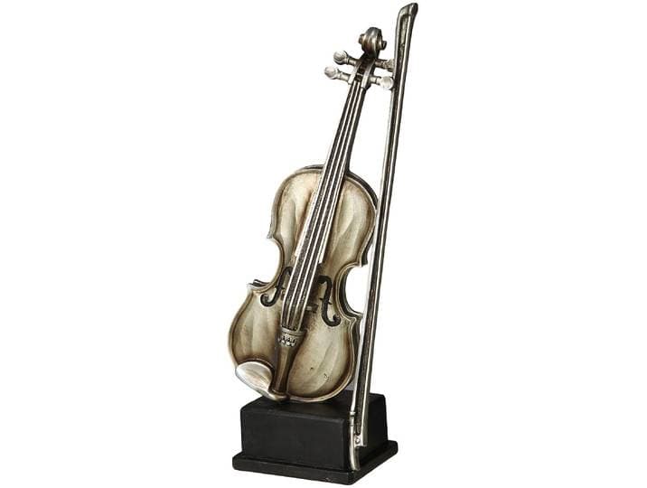 Dekofigur AMBIENTE HAUS Geige Figur S , silber (antik, silberfarben), B:5cm H:12cm T:4cm, Polyresin, Dekofiguren, Dekofigur