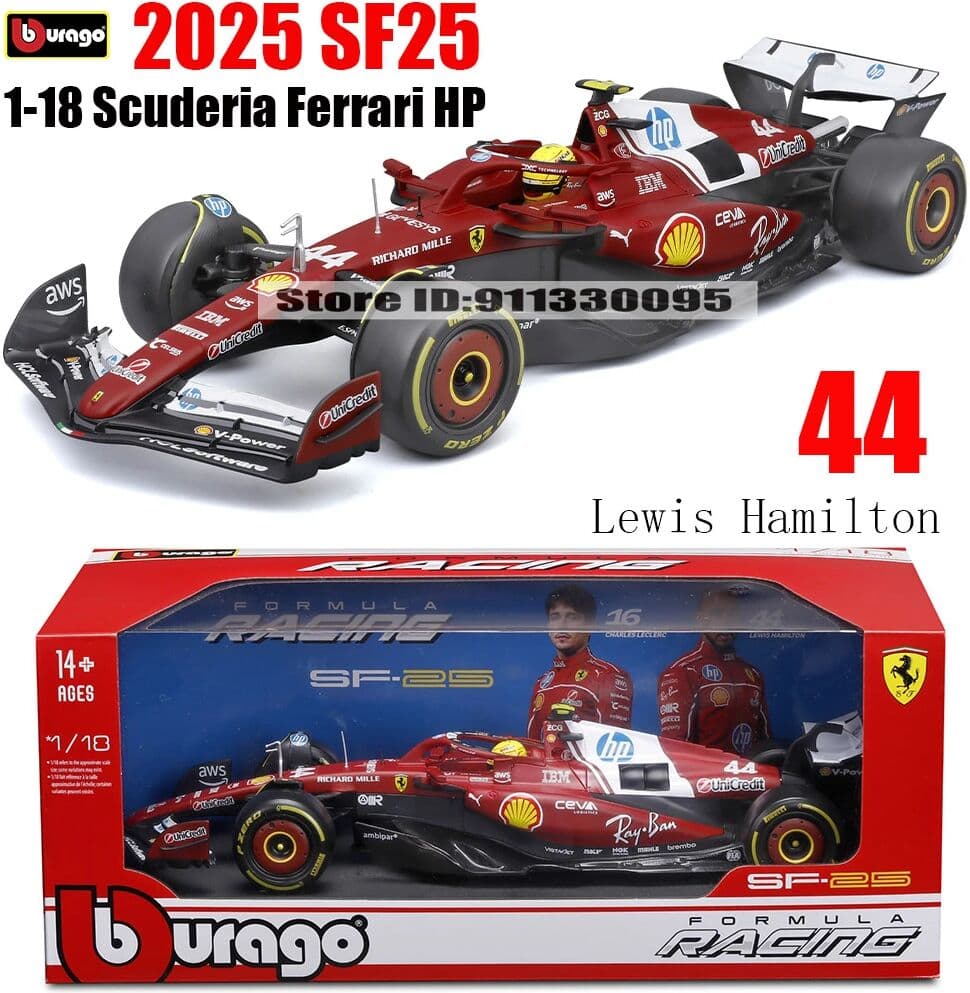Bburago 1:18 2025 F1 Ferrari SF25 #16 Charles Leclerc #44 Lewis Hamilton model simulation car model alloy car toy collection