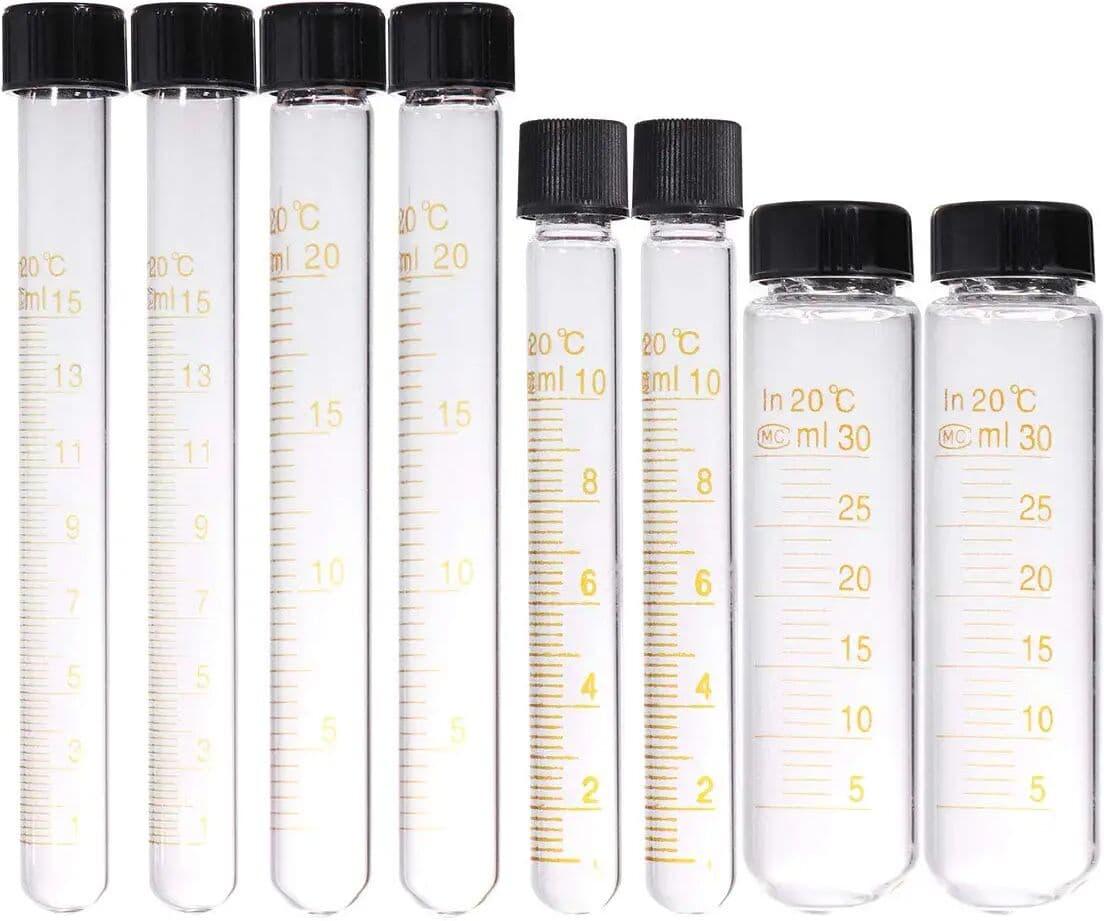 NINTH LIFE Glass Centrifuge Test Tube 5ml 10ml 15ml 20ml 25ml 50ml 100ml Graduated Glass Test Tube Round Bottom Tubes With Screw Cap