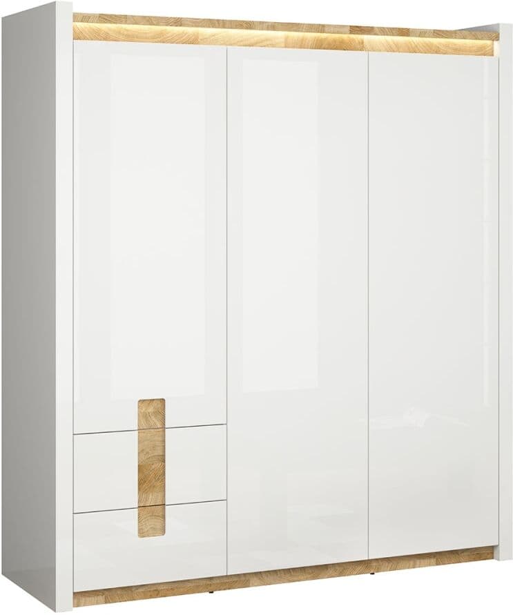 Petits meubles Armario 3 puertas con led blanco paneles de mdf blanco y madera