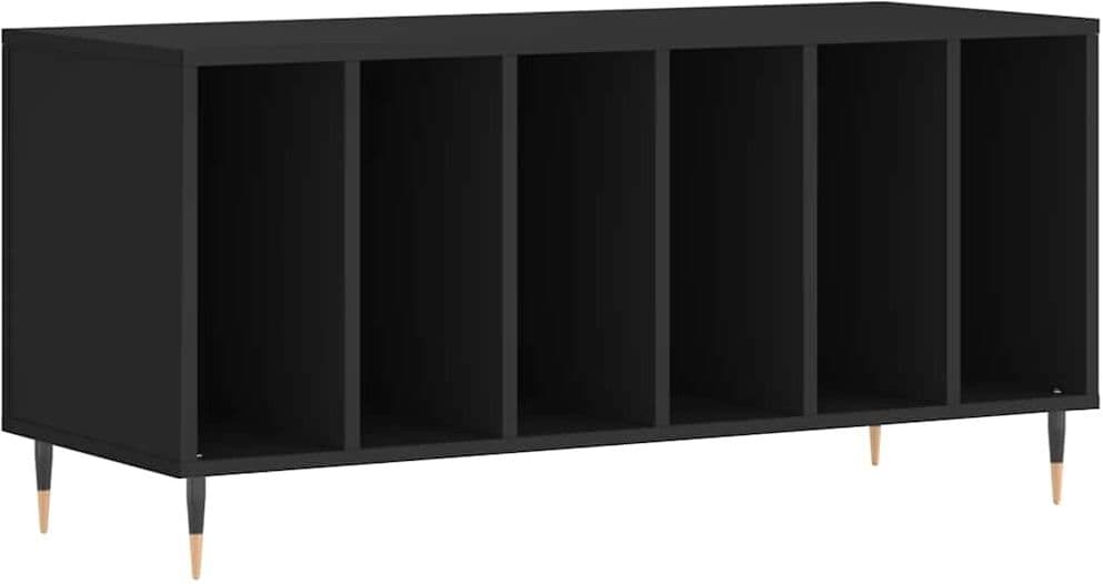 vidaXL Armoire à disques noir 100x38x48 cm bois d'ingénierie