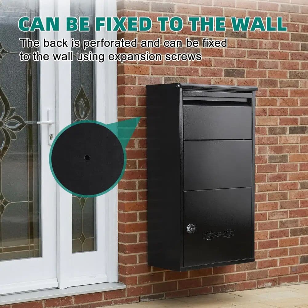 NONE Large Lockable Parcel Box, Weatherproof Combination Lock Parcel Drop Box, Wall Mountable Outdoor Delivery Box with Secure Front