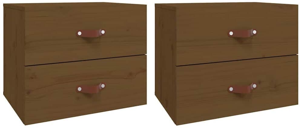 vidaXL Tables de chevet murales 2 pcs Marron miel 50x36x40 cm