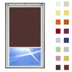 Dachfensterrollo guenstig nach Maß, Stoff Polyester, Farbe braun, mit Kassette oder als Springrollo, weitere 120 Farben im Shop