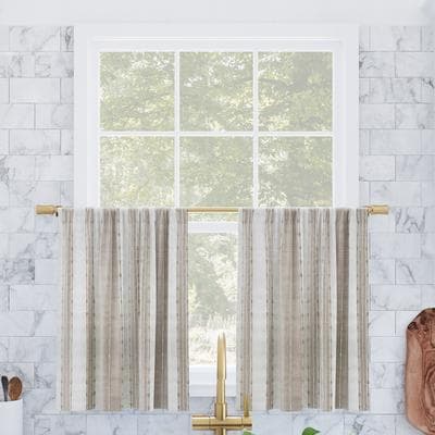 Archaeo Slub Texture Stripe Cotton Cafe Curtain Pair