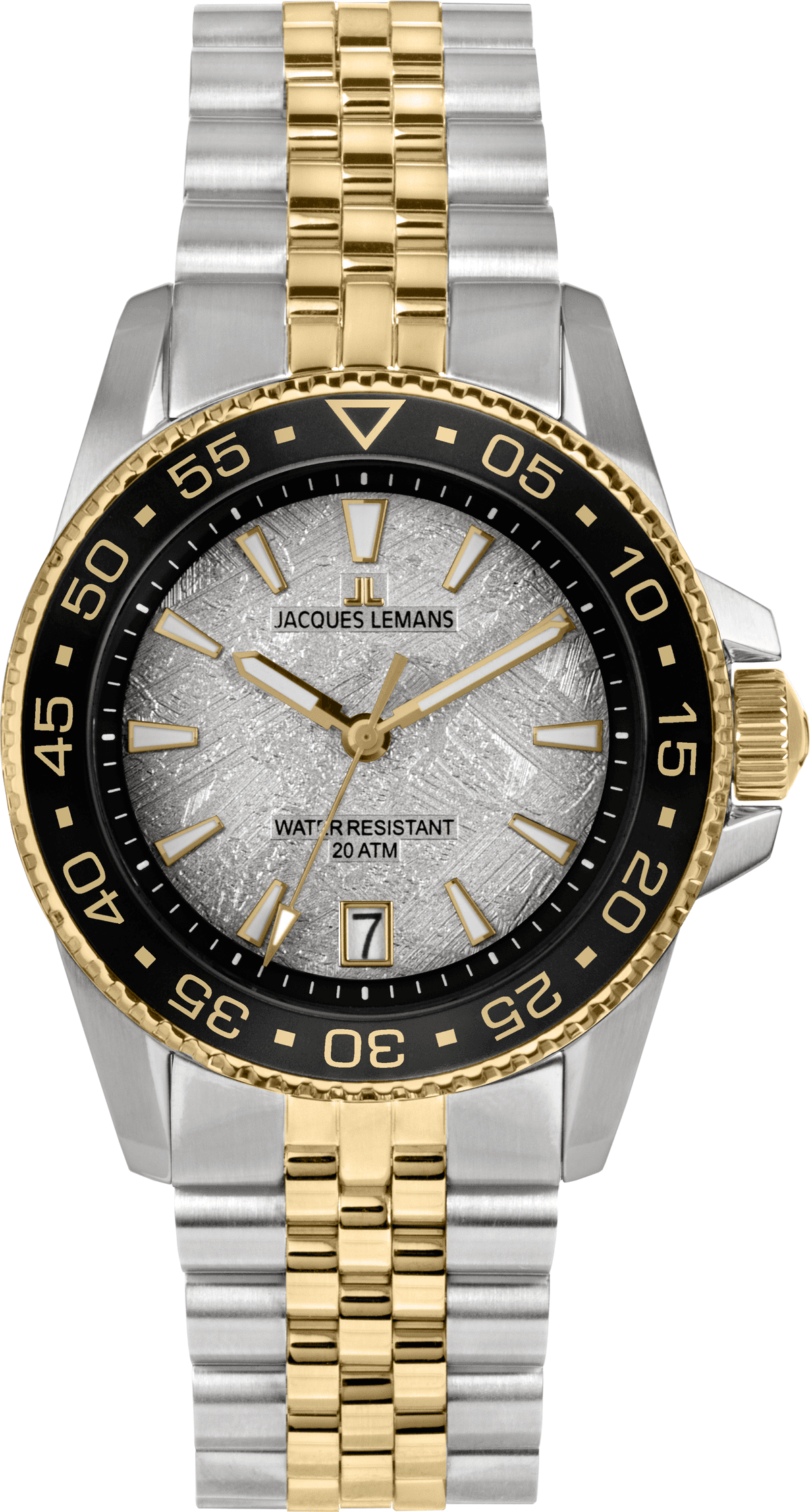 Quarzuhr JACQUES LEMANS "Liverpool Diver", gold (silbergoldfarben, grau, grau), Armbanduhren, Herren, silbergoldfarben, Quarzuhr, Armbanduhr, Herrenuhr, Edelstahlarmband, analog, Tag