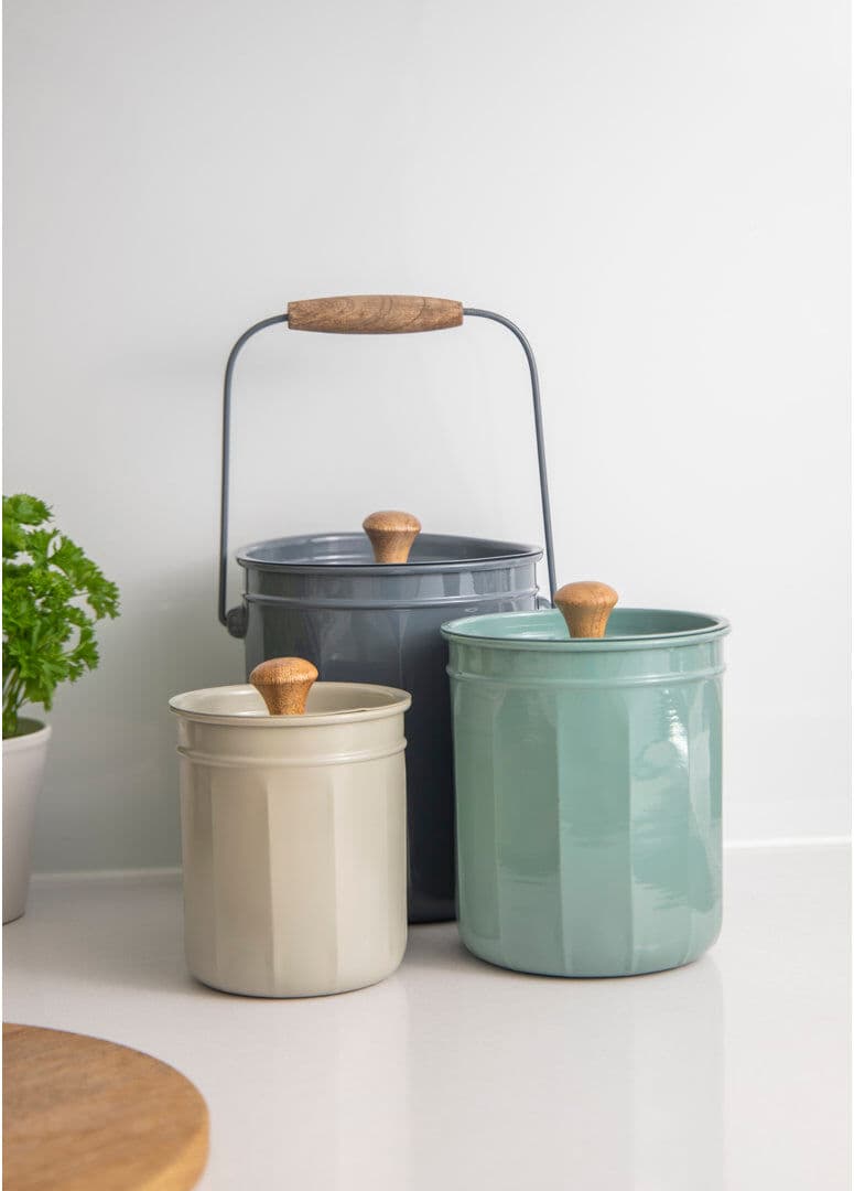 KitchenCraft 3-Piece Storage and Compost Container Set Gray/White/Blue