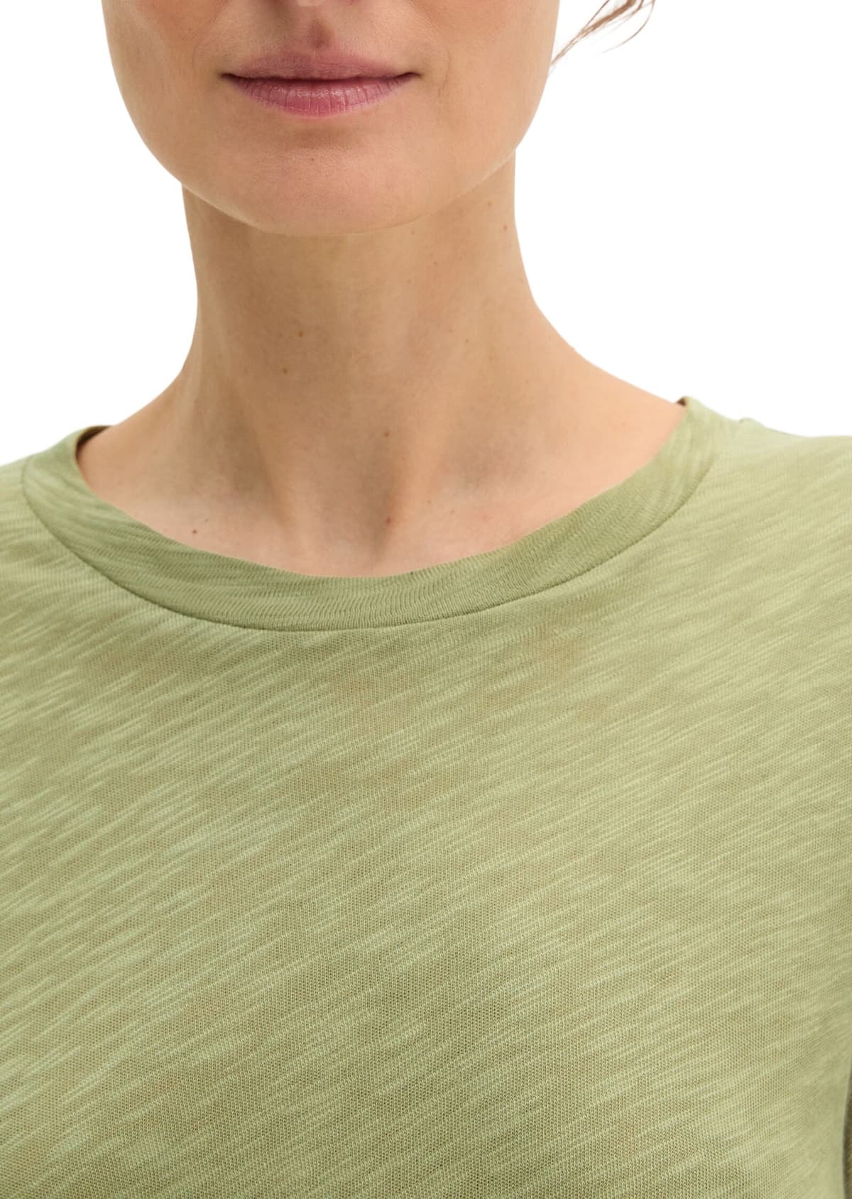 Marc O' Polo Longsleeve MARC O'POLO "regular aus Organic Cotton", Damen, Gr. M, grün (smooth sage), Jersey, Obermaterial: 100% Baumwolle, unifarben, regular fit normal, Rundhals, Shirts Longsleeve, aus softem Slub Jersey smooth sage M