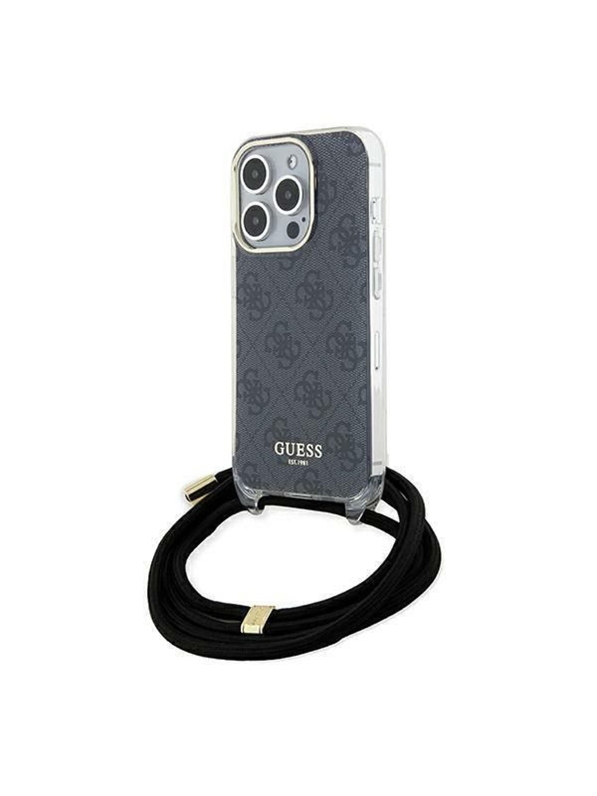 GUESS Crossbody Cord 4G Print case for iPhone 15 Pro - black