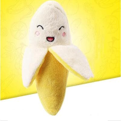 Happy Pet Pantry Plush Banana Shape Dog Squeak Toy Interactive Pet Supply 1