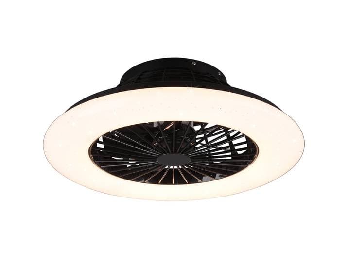 LED Plafondlamp met Ventilator - Plafondventilator - Trion Romina - 30W - Aanpasbare Kleur - Afstandsbediening - Dimbaar - Rond - Mat Zwart - Kunststof