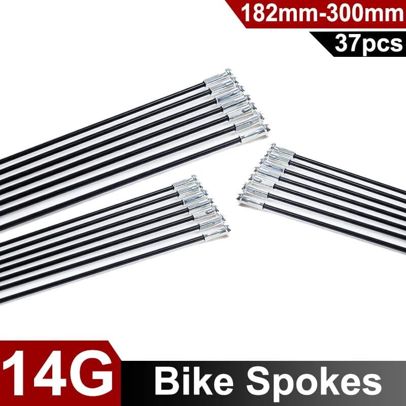 NONE 37PCS 14G Black Steel Spokes 2.0mm MTB Bicycle J-Bent Wheel Spoke 182-300mm 14G Bicycle 254 260 261 265 267 275 278 285 290 295