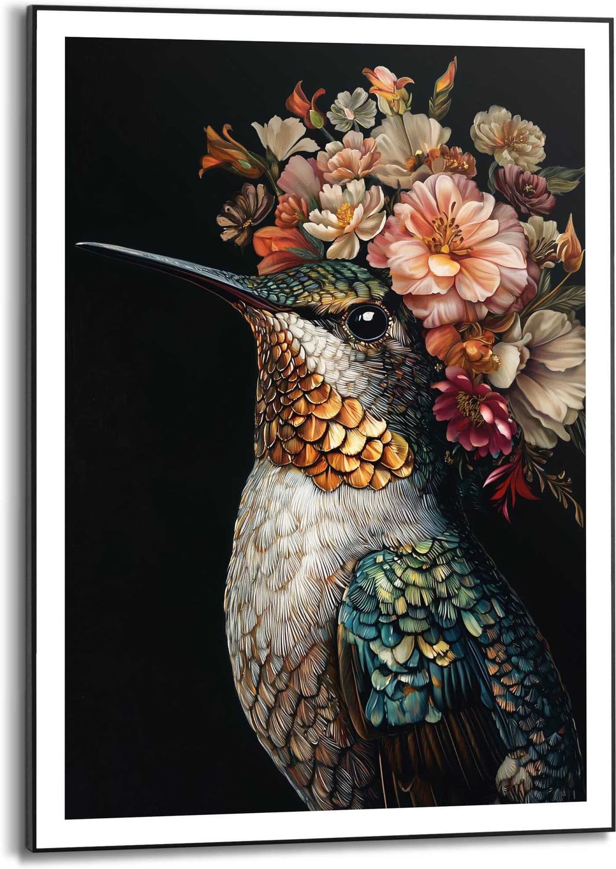 Reinders! Poster REINDERS "Lovely Hummingbird", bunt (farbe bild(er): mehrfarbig), B:50cm H:70cm T:1,6cm, Bilder, Poster, Wohnzimmer - Kolibri - Blumen - Mehrfarbig - MDF - Tiere - 50x70 cm farbe bild(er): mehrfarbig B/H/T: 50cm x 70cm x 1,6cm