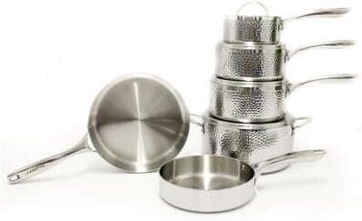 BergHOFF Vintage 10pc Tri-Ply 18/10 Stainless Steel Cookware Set with Lids, Hammered